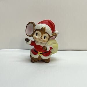 vintage christmas homco mouse figurine 80s cottage core grandma core 5405